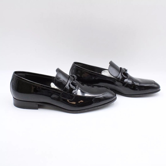 NIB [Gucci] Authenticated Black Patent Leather Loafers w Tonal Horsebit Mens 8 - Picture 6 of 17